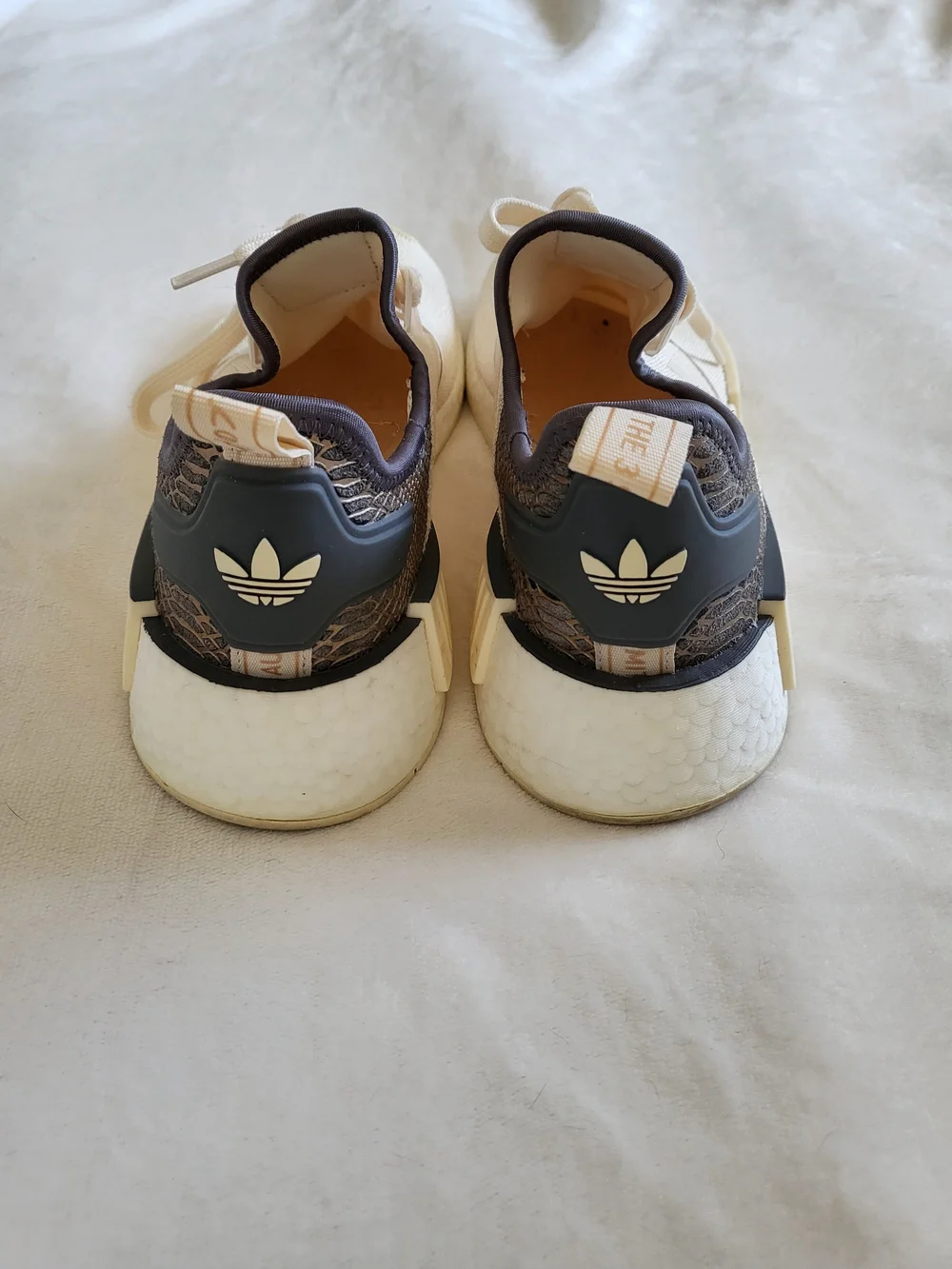 adidas Womens NMD R1 Sneakers in Cream with Brown Accents
